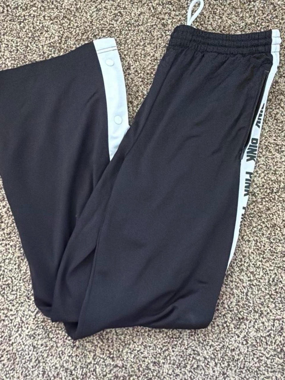 PINK Victoria's Secret Black Joggers with White Side Trim